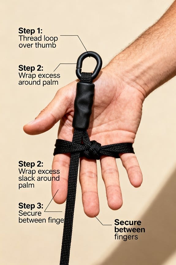 secure leash handling technique